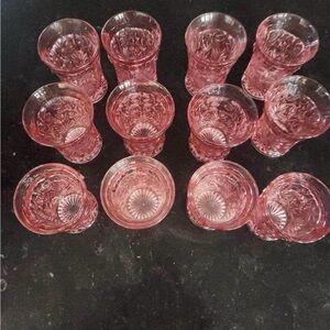 Set of 12 Vintage Pink Floral Glasses